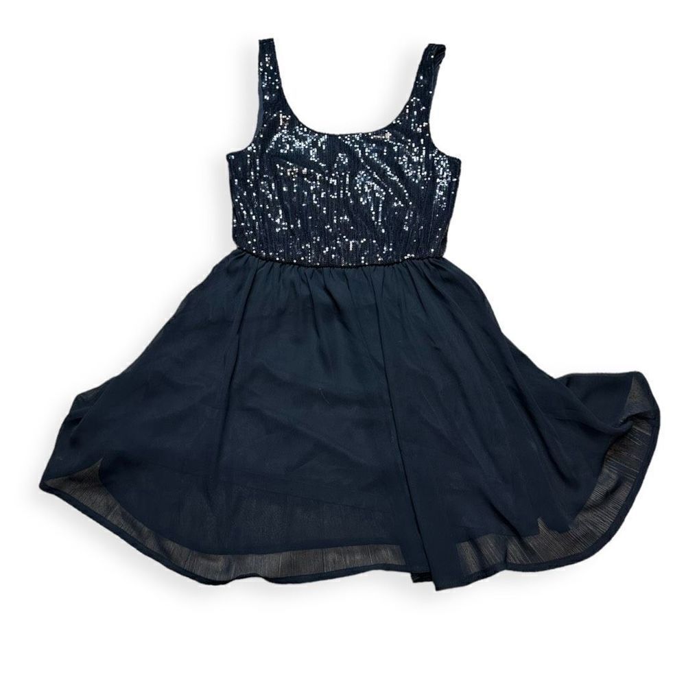 Nollie Women's Black Lined Sequins Sleeveless Cocktail Mini Dress Size Small